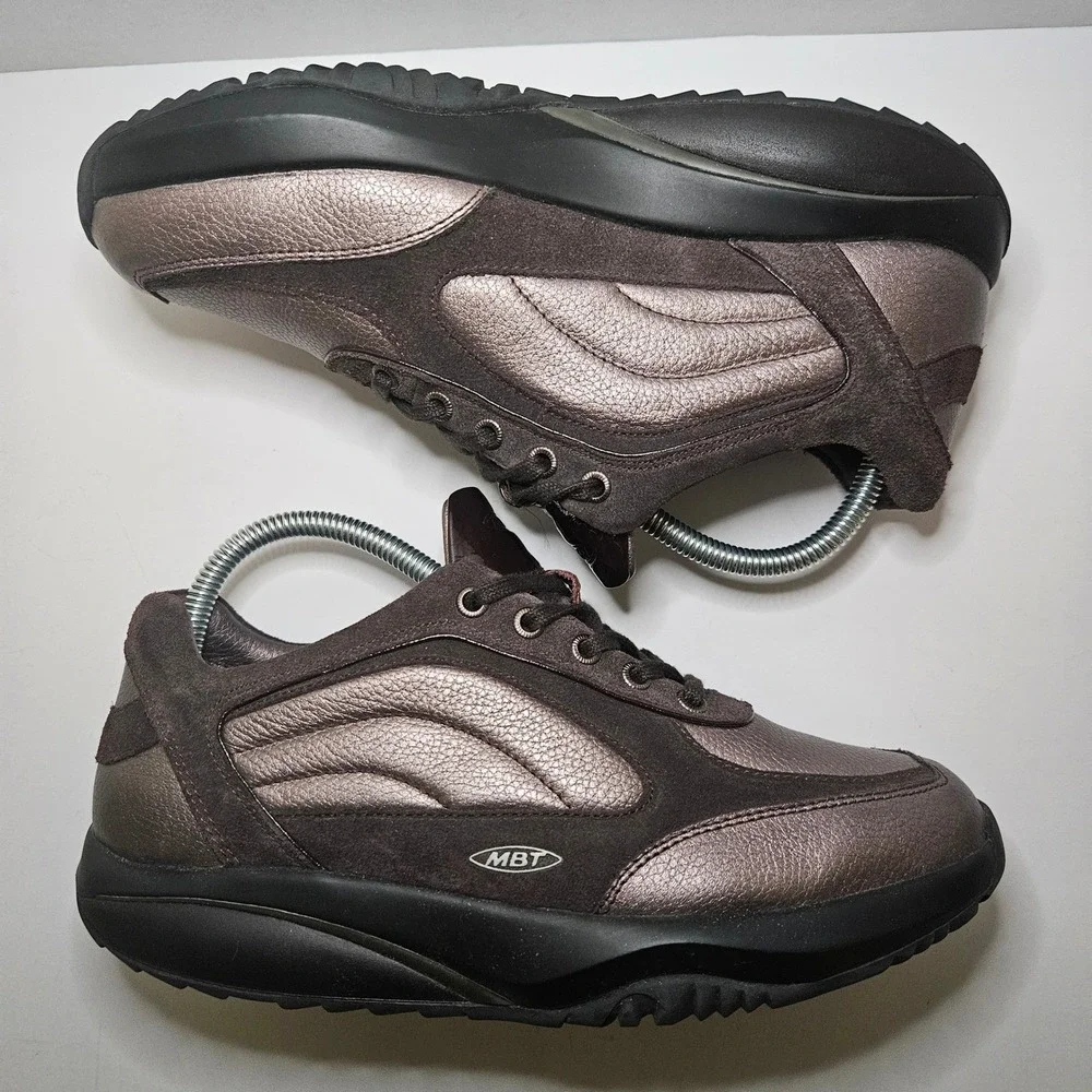 MBT Maliza Rocker Bottom Walking Sneakers Metallic Bronze Brown Suede Womens 8.5 - Picture 6 of 10
